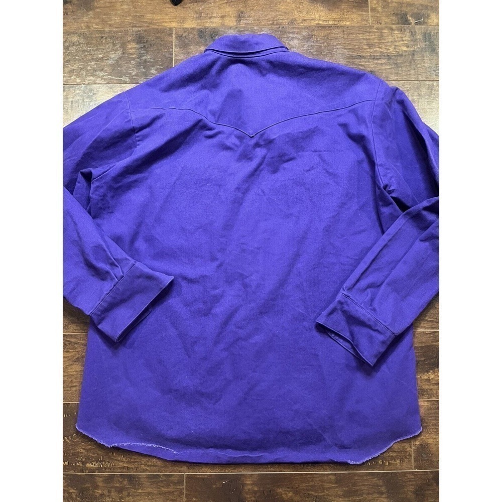 Brassada Mens Purple Western Rodeo Thick Heavy Wieght Purple Button Down L USA - Picture 6 of 7
